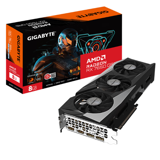 Carte graphique GIGABYTE AMD RX 7650 GRE 8G Magic Eagle effet d'éclairage RVB jeu sur ordinateur de bureau conception en direct rendu affichage indépendant RX7650GRE 8G Magic Eagle + alimentation Gigabyte 650W