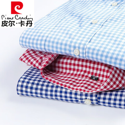 Pierre Cardin reines Baumwoll kleines rotes Plaidhemd Herren kurzärmelige lässige koreanische Version Sommer Japaner Männer halbärmelter kariertes Hemd Zoll Trendy Red Plaid 962 S 38