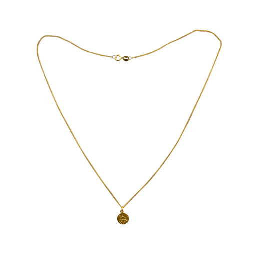 Junbu Pure Gold Customized Gold Circle Pendant with Lights and Umbrella in the Dark and Rainy Days, 18K Gold Necklace, Single Pendant Approximately 0.66-0.68g