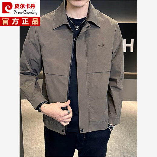皮尔卡丹2025春秋新款行政夹克外套男士轻熟风简约高级感穿搭套装翻领上衣 黑色夹克 M 【建议85斤到110斤】