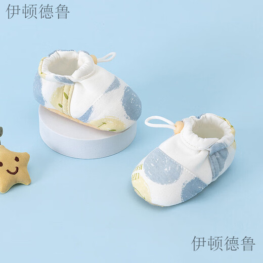伊顿德鲁新款春秋婴儿鞋子小月龄0-3个月不易掉一岁宝宝学步鞋防滑软底鞋 水墨花草 11 S码内长约10CM(0-6个月宝宝