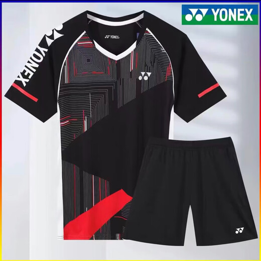 
2025 new spring badminton uniform men and women short-sleeved competition suit quick-drying breathable sports competition training suit 7028 white men's top L