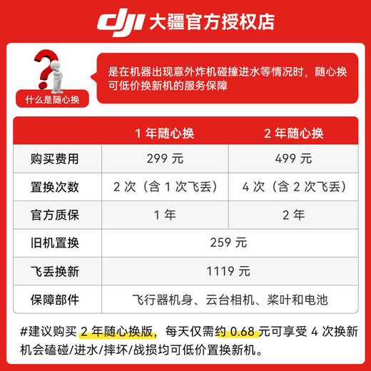 大疆（DJI）Flip 无人机 掌上全能 Vlog 航拍机户外露营旅游运动便携高清防抖AI智能跟拍迷你无人机 Flip 畅飞套装（三电&带屏遥控器&增强图传） 一年版随心换（299元） 官方标配