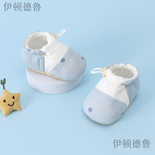 伊顿德鲁新款春秋婴儿鞋子小月龄0-3个月不易掉一岁宝宝学步鞋防滑软底鞋 水墨花草 11 S码内长约10CM(0-6个月宝宝