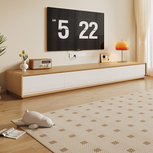 PASHAMAN Estilo de troncos Log gabinete de almacenamiento de gabinete de televisión de madera sólida Sala de estar Integrada Hogar Simple Pisos de piso 2.4 metros 6189y