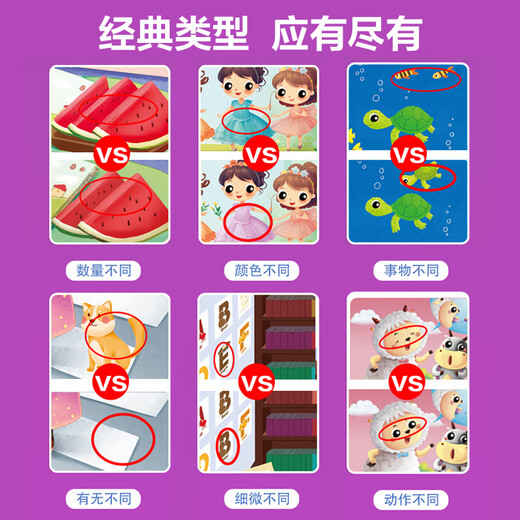 Magic Bean Victory Children Find Different Focus Training Game Card Whole Brain Thinking Intelligence Development Brain Toys 3 to 6 years old Focus Training Find Different [3-4 years old]