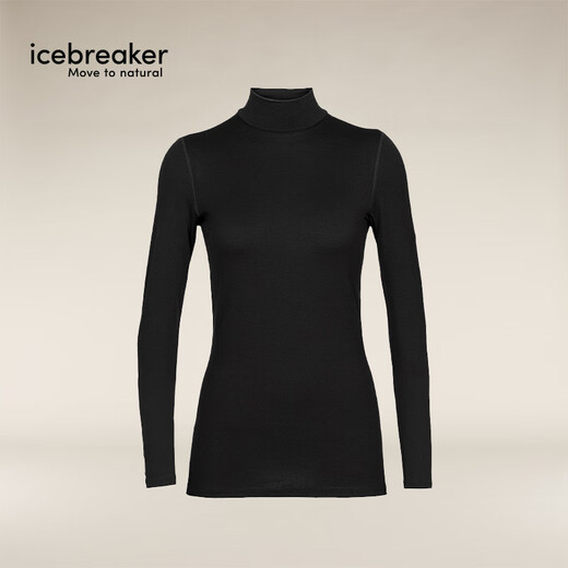 Icebreaker Merino pure wool women's 260 Tech machine washable outdoor hiking and mountaineering warm ski functional underwear high collar black (high collar) M