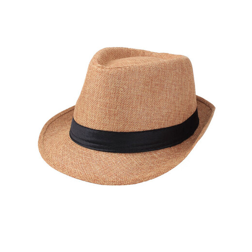 Spring and summer hat men's solid color linen hat casual couple hat sunshade hat jazz hat straw hat sunshade camel linen satin one size 58cm