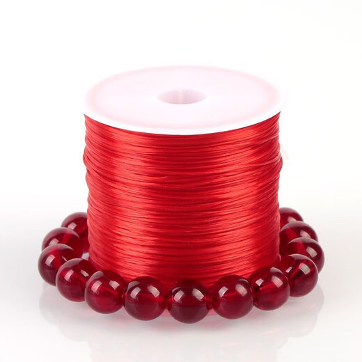 Flat crystal elastic thread bracelet rubber band rope elastic thread beeswax garnet beads bead thread red flat elastic 60 meters