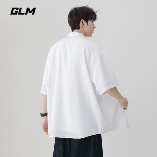 GLM衬衫男夏季短袖韩版宽松透气美式潮流百搭休闲半袖港风免烫衬衫