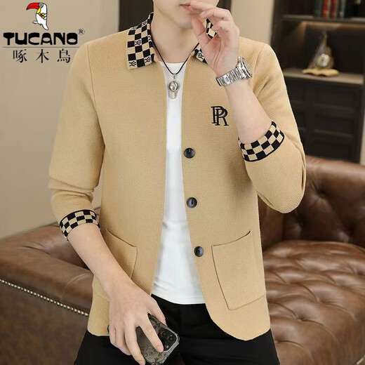 
Woodpecker (TUCANO) jacket men's suit spring and autumn Korean casual short double-sided tweed early autumn men's woolen jacket black C0099 XL
