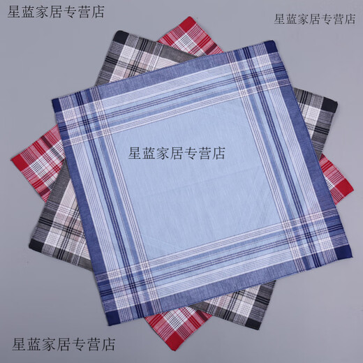 Pure cotton water-absorbing sweat-wiping handkerchief middle-aged and elderly handkerchiefs, cotton men's thin old-fashioned nostalgic carry around 3 strips 440A-2 about 39CMx39CM