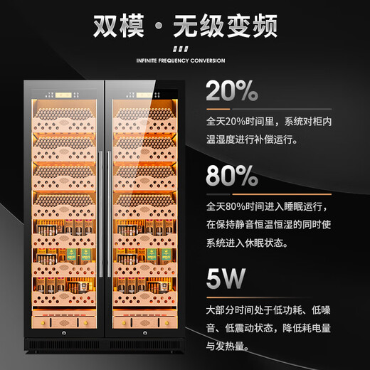 CIGARLOONG CL-320C cigar cabinet, intelligent constant temperature and humidity cedar wood liner, ammonia removal, alcohol cultivation, dual temperature dual system, embedded constant temperature red wine cigar cabinet, constant temperature and humidity control, cigar cabinet, wood grain brown cedar wood cigar model, WiFi + clean ammonia + constant temperature and humidity, thick version (depth 680mm)