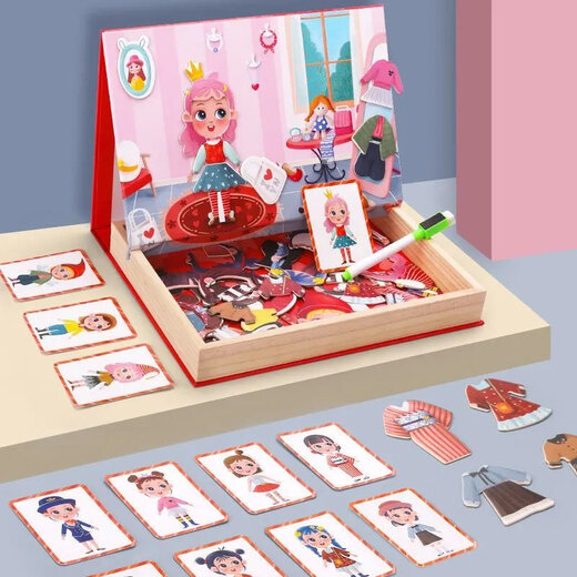 Kindermagnetpuzzle Kleider ändern Spiel Magnetische Aufkleber für Jungen und Mädchen 3-6 Jahre alte Aufkleber Spielzeug Kindergarten 5 Happy Farm