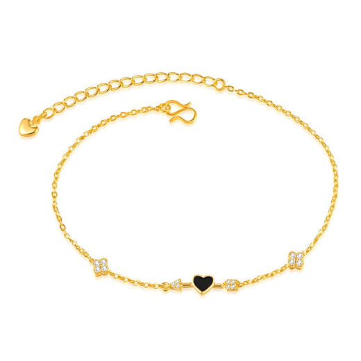 WOUG gold shop gold anklet women's fashion bell transfer beads peach heart gold anklet girlfriend gold foot ornaments lantern peach heart gold anklet 22cm+4m extension chain