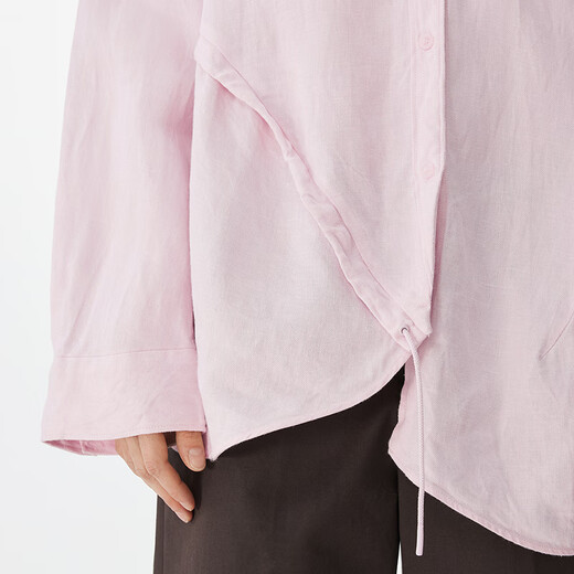 
Jiangnan Buyi (JNBY) [same style in the mall] 25 Spring New Product Shirt for Women, Hanhelu Loose Irregular Drawstring Long Sleeve 5P2210090 671/Gray Powder M