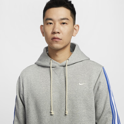 耐克男子加绒篮球套头连帽衫冬季保暖卫衣NIKE THERMA-FIT HJ3882 063调色暗灰/淡象牙白 S