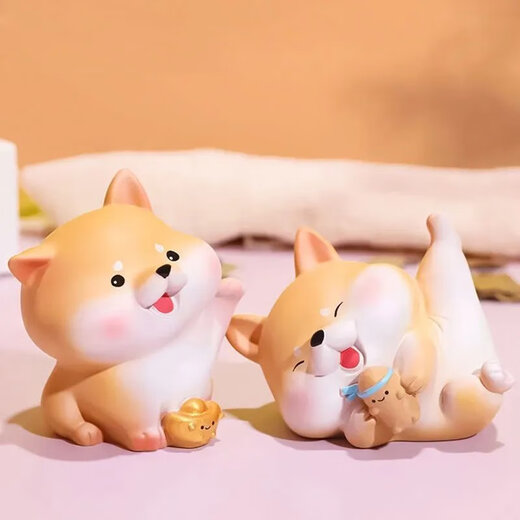 Süße kleine Shiba Inu Desktop Ornamente Japanische Auto -Inneneinrichtung für Freunde und Besties Geburtstagsgeschenke für Frauen. Eine Reihe von Xiaochai + Geschenktüten ( + Wickelpapier)
