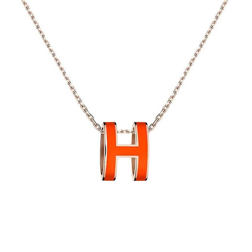 爱马仕（Hermes） 女士Pop H椭圆立体吊坠镀玫瑰金项链 白色H1479 白色H147991FO49