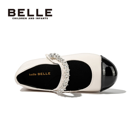 Belle Children's Shoes Girls Princess Shoes 2025 Spring New Little Girls Fashion Shoes British Style Children's Soft Sole Performance Shoes Vanilla Rice 34 Foot Length 21.2-21.6cm