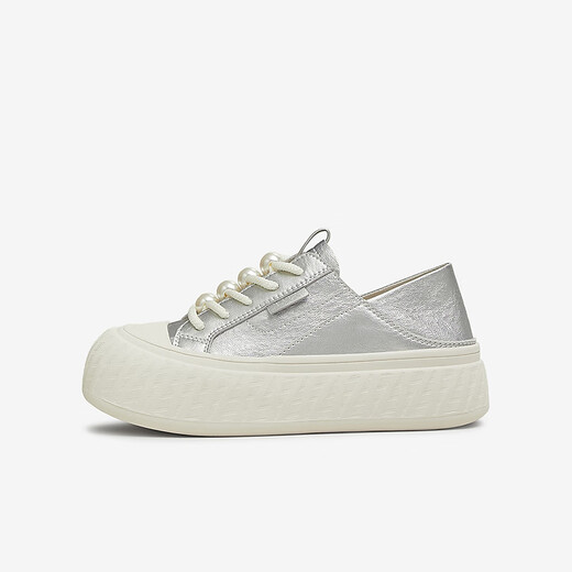 Tata Thin White Shoes для женщин 2025 Весна Новые дышащие ботинки для женщин повседневная обувь CT701BM5 Серебро 37
