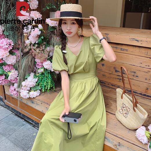 Pierre cardin style slim black dress for women in summer 2025 new Hepburn style small black dress exposed waist Platycodon French long skirt light brown [213-9923] 2XL 141-160Jin [Jin equals 0.5 kg]