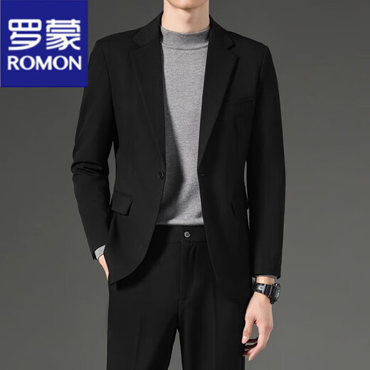 罗蒙（ROMON）男士西服套装修身痞帅小西装外套免烫商务职业正装结婚礼服上衣 灰色上衣 【单西】 建议【85-105斤】 S