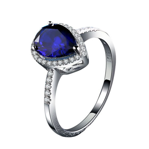 Shilian sapphire ring 925 sterling silver inlaid with 2.5 carat water drop color gemstone tanzanite ring plated with 18K gold for women size 8