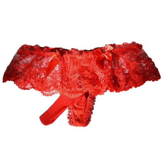 
Men's sexy thong underwear lace suspender underwear transparent low waist nishi sex underwear airplane jj cover bed black [sling] lace skirt [thong] opening