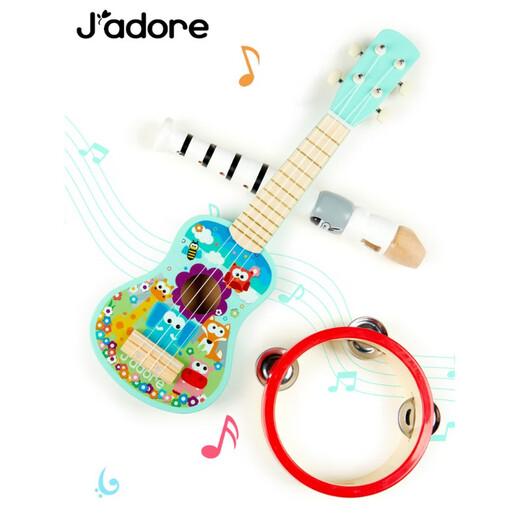 Qilicai Jadore Música Ilustración Juego de 6 piezas de instrumentos musicales para niños Juguetes Guitar Guitar e Early Child Educación temprana Regalo de cumpleaños Jadore Iluminación de 6 piezas Conjunto de niños de 6 piezas