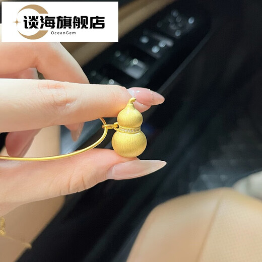 Tanhai Pure Gold 999 Points Diamond Brushed Fulu Gourd Pendant Gold Stone Clavicle Necklace Women's Necklace for Your Girlfriend The gold gourd pendant weighs about 2.65 grams