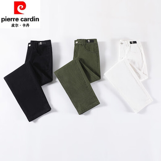 Pierre cardin spring and autumn black high-waist jeans for women, fashionable small and versatile fashion internet celebrity elastic nine-point casual work pants [L9195C] Black S suggests 85-95Jin [Jin equals 0.5 kg]