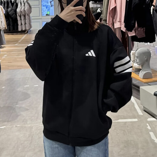 Adidas Jacke Herren 2025 Frühlings- und Herbst -New Sportswear Strick Ständer Kragen Herren Top Jacke JD4885 JD4885 Black XL
