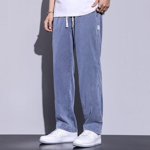 
[Brand code breaks the code to pick up the bargain] Trendy brand soft Tennis jeans for men loose straight-leg casual wide-leg pants for men ice 1048 black M (100Jin [Jin equals 0.5 kg]) equal code