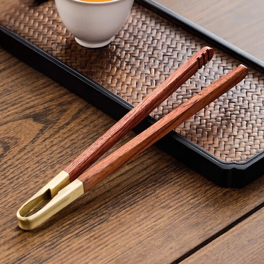 Yipin Workshop Copper Wood Bamboo Clamp Tea Clamp Ebony Rosewood Kung Fu Tea Set Accessories Household Tea Cup Clamp Tweezer Cup Washing Tool Rosewood Copper Head Wooden Clamp