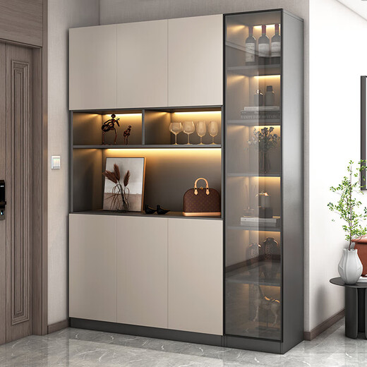 Armoire à vin Yingtang et chaussure armoire à vin intégré Entrée Entrée Armoire à chaussures Cabinet de rangement de portes de porte de porte intégrée 12240 * 40 * 200 Bag à l'étage Installation du sac