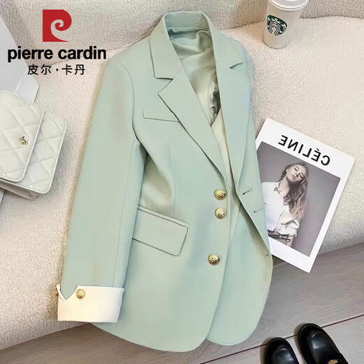 Pierre Cardin 2025 Spring New Design Mint Green Suit Jacket Women's Korean Style Casual Small Suit 2024 Beige 2025 Regular L Recommendation 110-125 Jin Jin equals 0.5 kg