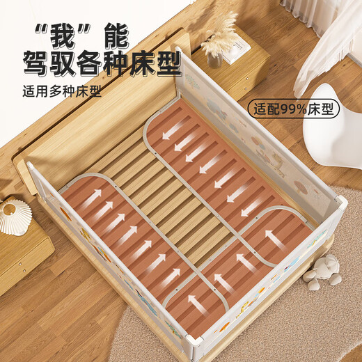 GUANLILANG crib guardrail baby anti-fall guardrail bed edge anti-fall no-punch baffle child safety heightened fence thickened platinum version U-shaped base-no punching three-sided installation 1.8m+2.0m+2.0m