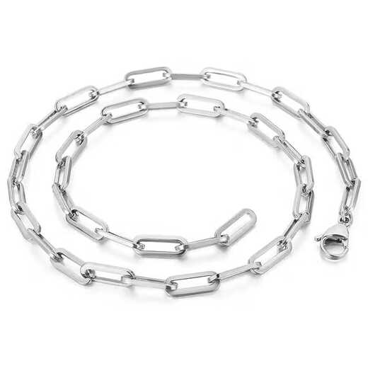 Guanpu Pavilion Fat Donglai's same style men's platinum necklace new platinum round cross rectangular clavicle chain for men and women, versatile and trendy, white gold 45cm