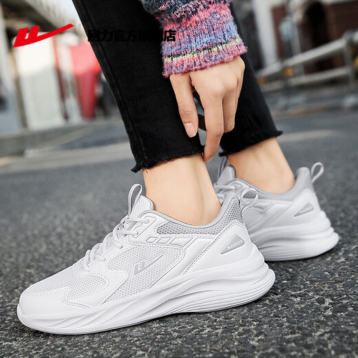 Warrior official sports shoes for women, autumn and winter running shoes for women, comfortable, lightweight, versatile, soft-soled casual shoes for women, white gray 38