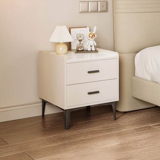 Sophia Slate Bedside Table Bedroom Small Storage Cabinet Bedside Cabinet Storage Cabinet All-in-one Modern Simple Home Furnishings Milk White Minimalist Bedside Table