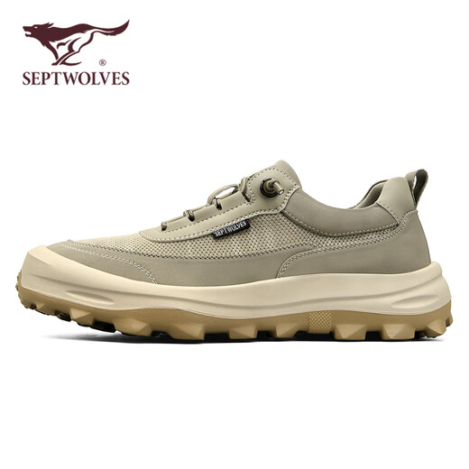 Sieben Wölfe Sommer atmungsaktive Herrenschuhe 2025 Neue Leinwandschuhe Herrenleichter weicher Sohle bequemer Leinwandschuhe Dicke Sohle Nicht-Schlupf-Freizeitschuhe Khaki 41