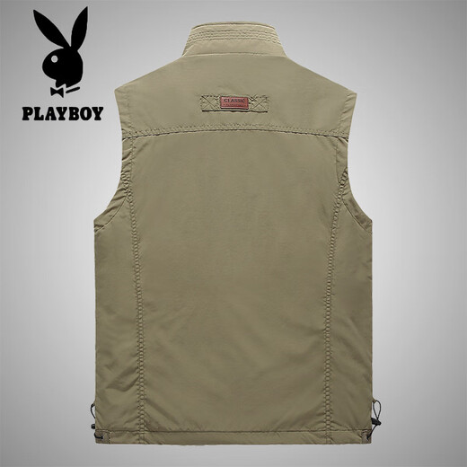 Playboy printemps et automne Nouveau gilet masculin en plein air terrestre décontracté d'âge moyen et jeunes photographie de pêche gilet gilet horse sport veste veste khaki xl