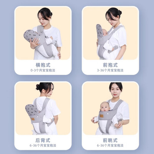 Jingyouyu's Belling Belt Newborn bébé avant et arrière à double usage horizontal et étreint bébé à l'âge de petit mois est facile à sortir de 0 à 1 ans tenant des artefacts purs [la tête du docteur et la protection de la colonne vertébrale 0-24 mois]