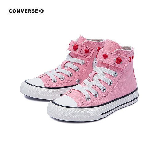 Converse Children's Shoes Pink Rose Canvas Shoes 2025 Spring New Girls Mid-High Top Children's Casual Shoes