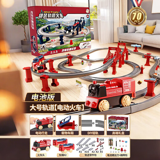 Bei Chuzhong Kinderspielzeug Jungen 1-3-6 Jahre alte Puzzle-Track-Zug-Zugspielzeug 2-4-7 Jahre alte Jugendgeburtstagsgeschenk 5-8 Jahre 110 cm Deluxe Edition [Elektrozug + Streck