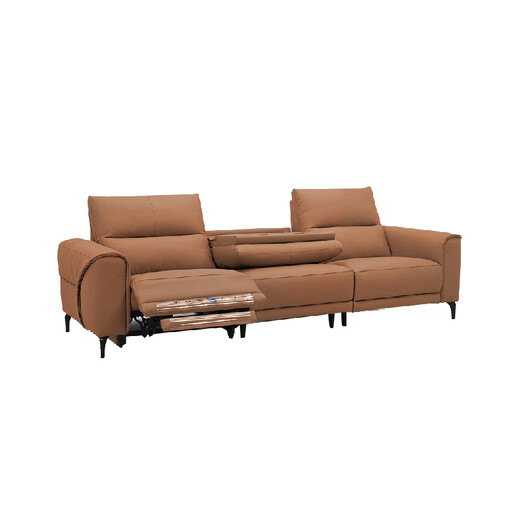 Lezhibao Lazboy Sofá de cuero genuino Sala de estar Zero contra la pared volcada 2025 nueva función eléctrica Sunset Avenue 677 Sunset Orange - Grande - 3 personas Right Electric - con volcado volcado