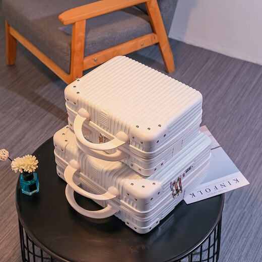 Feiyuega mini suitcase 14-inch makeup box gift souvenir box suitcase storage box travel suitcase white lock 14-inch