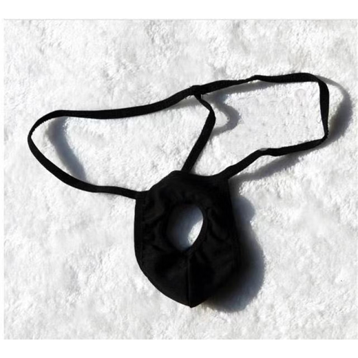 Jiabaidao Sexy Underwear Men's Underwear with Front Hole Revealing JJ Underwear Super Sexy T-Pants Temptation Wild T-Pants JJ Fashion Black One Size