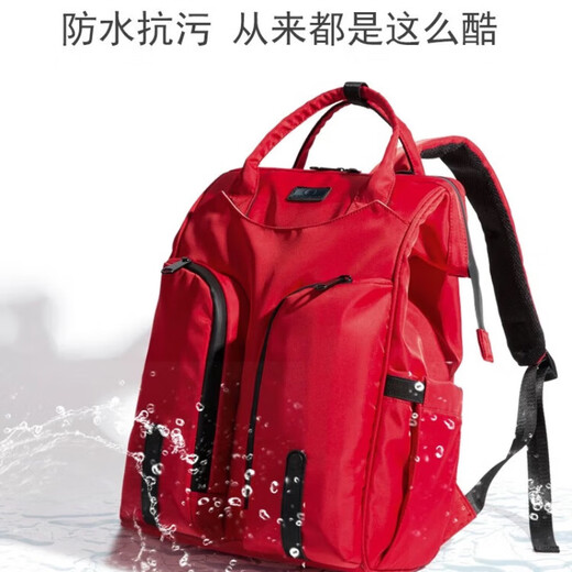 煦凛德国妈咪包双肩包婴儿外出多功能母婴大容量手提干湿分离遛娃包 紫灰色-大容量可手提